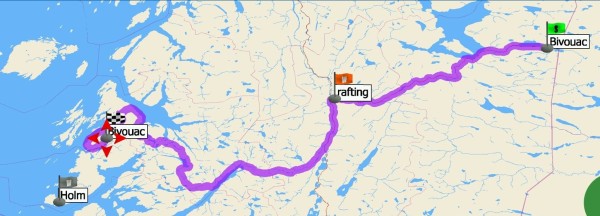 Capture 060.JPG (147.86 Kio) Vu 1403 fois donc aujourd'hui, je suis passé de la frontière avec la Suède à la côte de la mer de Norvège. je n'ai fait que 200 km. mais j'ai fait une rando le matin et 3 heures de rafting l'après midi.